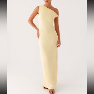 Peppermayo One-Shoulder Yellow Maxi Dress